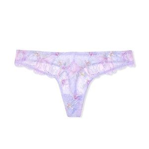 Floral Embroidery Thong Panty in iridescent iris, NWTs , size S